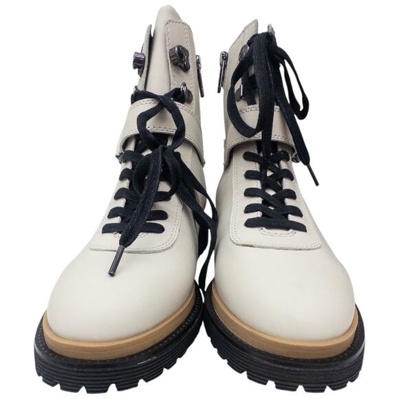 Franco Sarto Alexia Combat Boots Lug Sole Lace Up Off White Women's size 8 - Picture 6 of 9